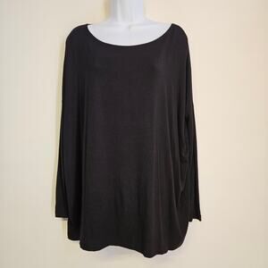 Piko 1988 Black Long Sleeve Top Size M Women's Bamboo Scoop Neck Minimalist